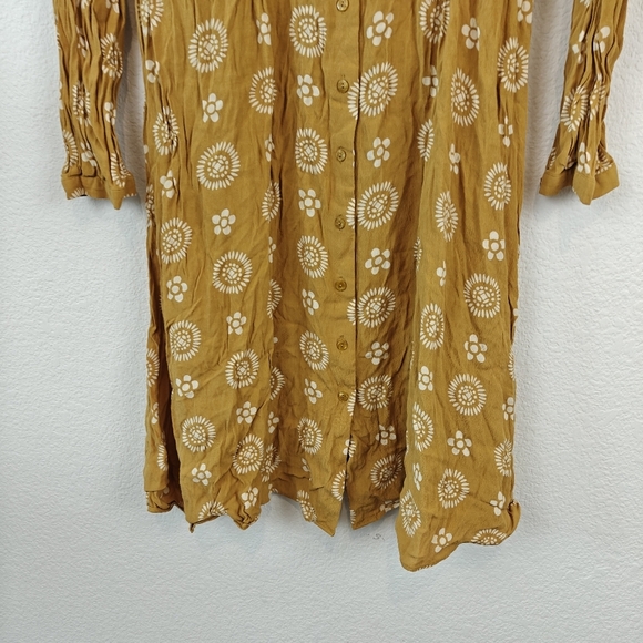 Boden Womens US 10 Yellow White Floral Pleated Button Front Knee Length Dress - Picture 3 of 12